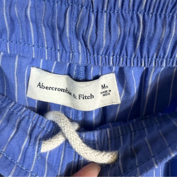 Abercrombie & Fitch Poplin Wide Leg Pull-On Pants Blue Stripe Size Medium - Picture 9 of 12
